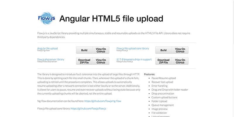 Flow.js Angular HTML5 File Upload Plugin