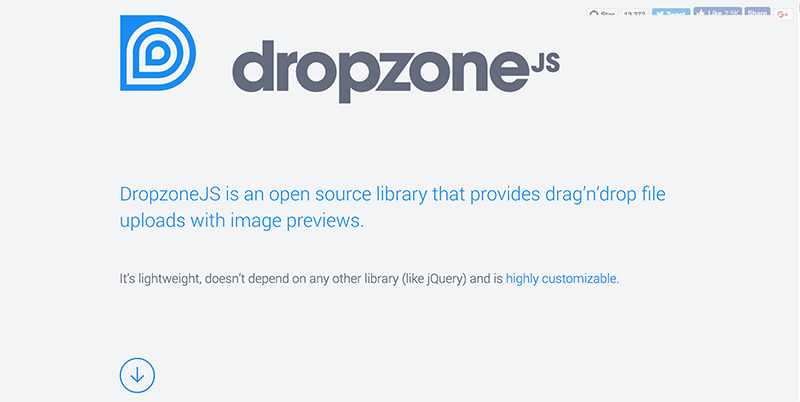 DropzoneJs - Open Source JavScript File Upload Plugins