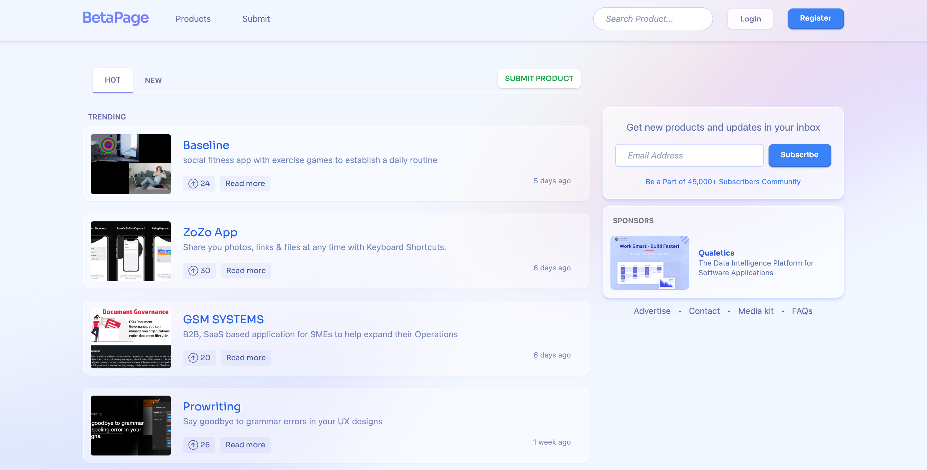 BetaPage - Similar to Product Hunt