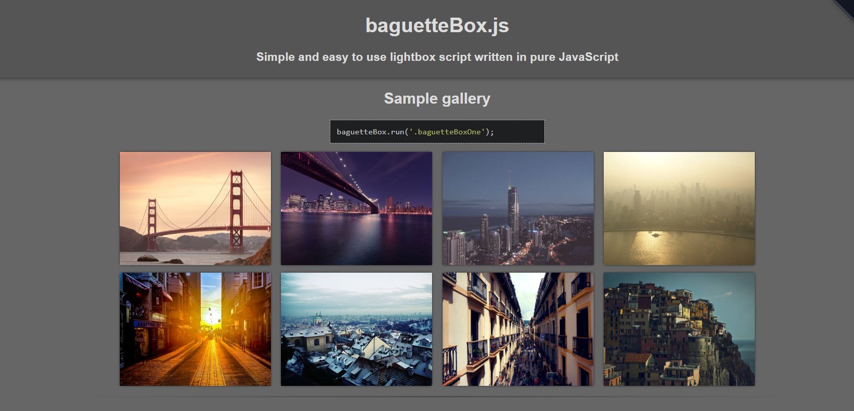 baguetteBox.js - JavaScript Image Gallery