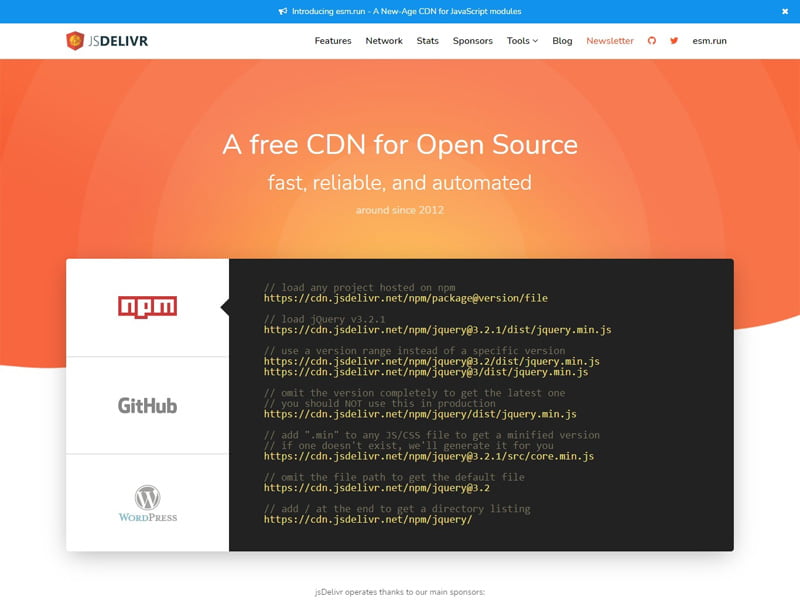 JSDelivr - Free CDN for Open Source